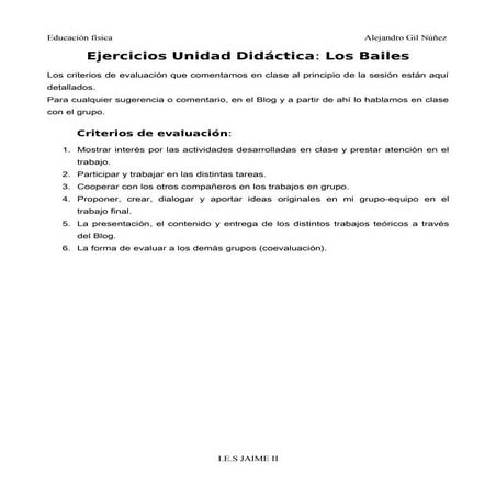 Criterios De EvaluacióN De La Unidad