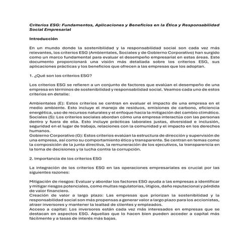 Criterios ESG: fundamentos, aplicaciones y beneficios