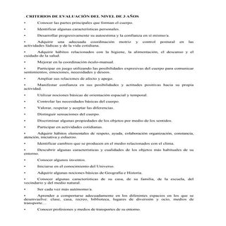 Criterios evaluación 3 años