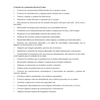 Criterios evaluación 5 años