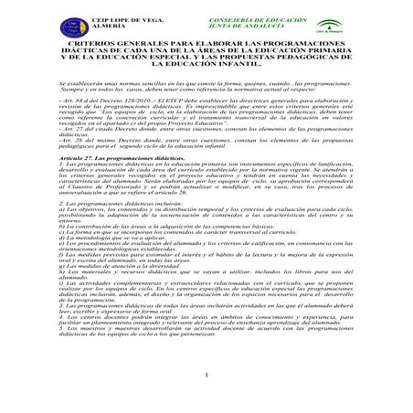 Criterios programaciones