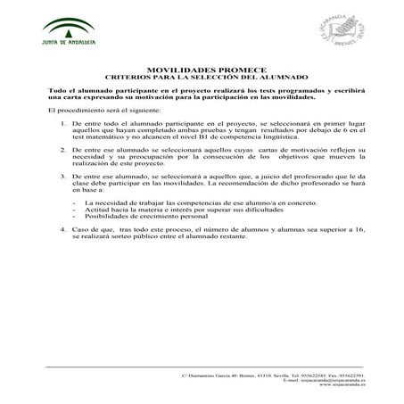 Criterios selección alumnado