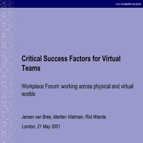 Critical Success Factors for Virtual Teams