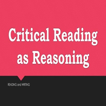 Critical thinking is a kind of thinking in which you question, analyse, inter...