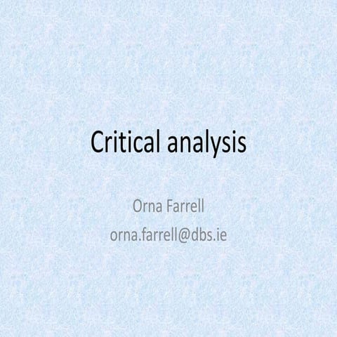 Critical Analysis