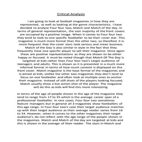 Critical analysis 700 words