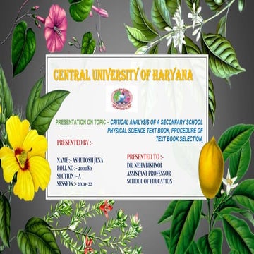 Critical analysis of a secondary school physical science text book, selection...