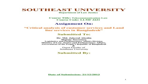 Critical analysis of customer services and land line services in bangladesh b...