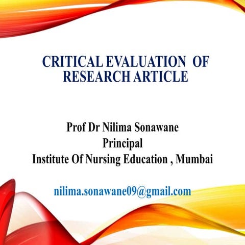 Critical analysis of research article