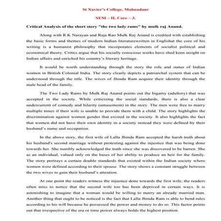 Critical analysis of two lady rams. 