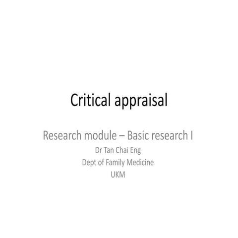 Critical appraisal