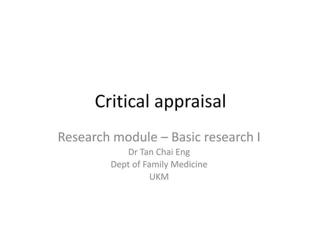 Critical appraisal