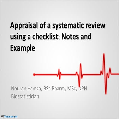 Critical appraisal example  systematic review and meta-analysis