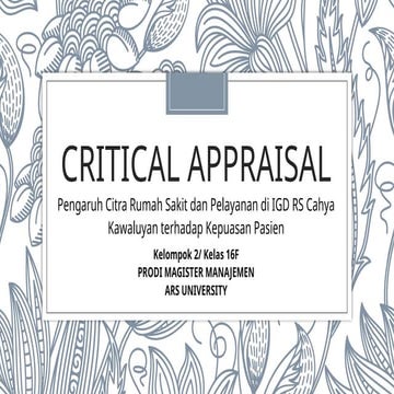 CRITICAL APPRAISAL JURNAL MMRS MAGISTER MM | PPTX