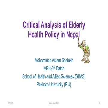 Critical Appraisal on Elderly Health Policy in Nepal