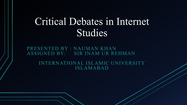 Critical Debates in Internet Studies