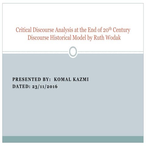 Critical discourse analysis wodak model
