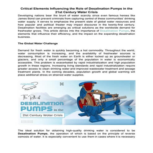 How Desalination Pumps Improve Water Treatment Systems | PDF