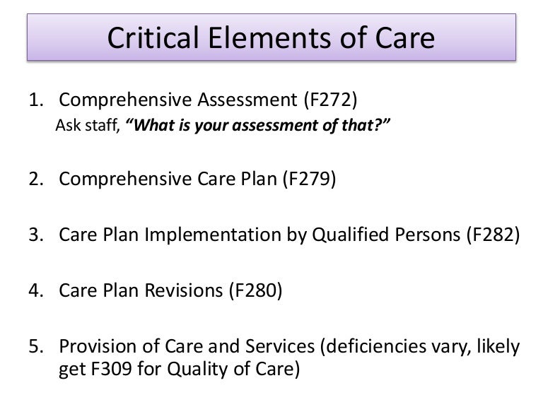 Critical elements of care