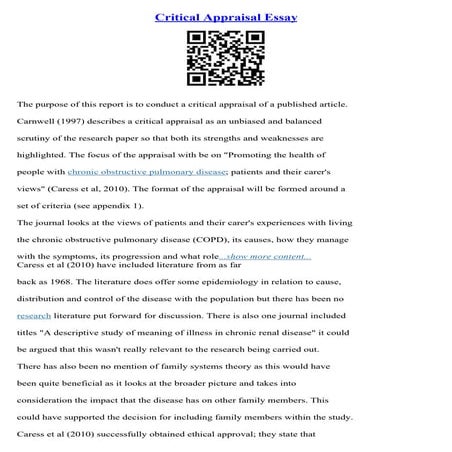 Sample Of Critical Analysis Essay | PDF
