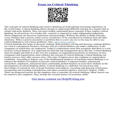 Critical Essay Writing