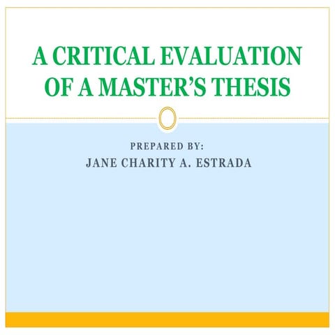 Critical evaluation of a master’s thesis