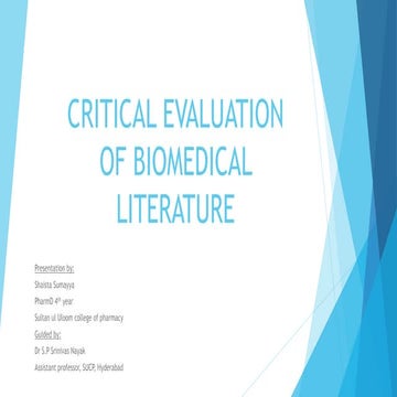 Critical evaluation of biomedical literature - clinical pharmacy