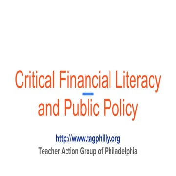 Critical Financial Literacy and Public Policy