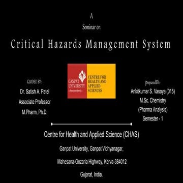 Critical Hazard Management System (CHMS)