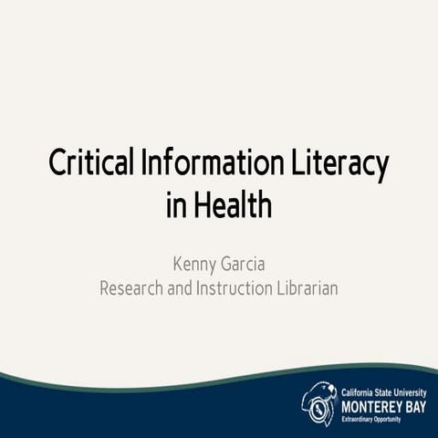 Critical Information Literacy in Health