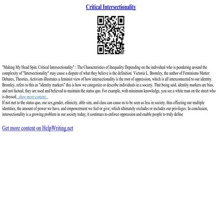 Critical Intersectionality