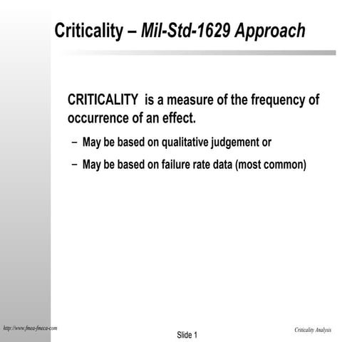 FMEA Criticality analysis