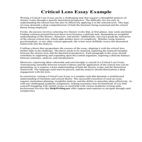 Critical Lens Essay Example. How to Write a Critical Lens Essay: Topics, Exap...