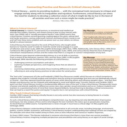 Critical Literacy Guide | PDF