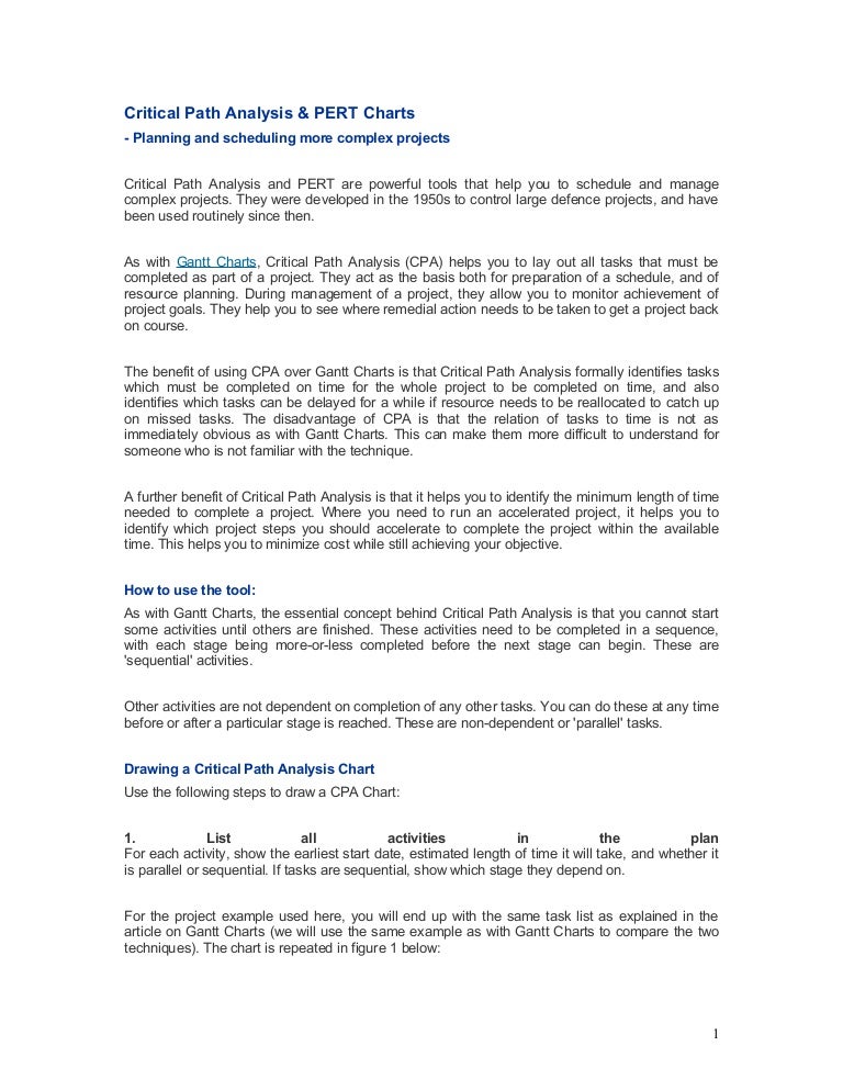 critical path analysis activity charts help analyze