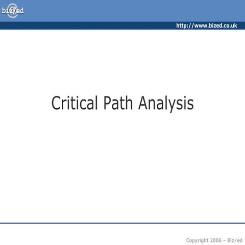 Critical Path Analysis Notes