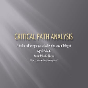 Critical path presentation for timely project completion