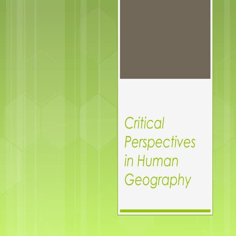 Critical perspectives in human geography