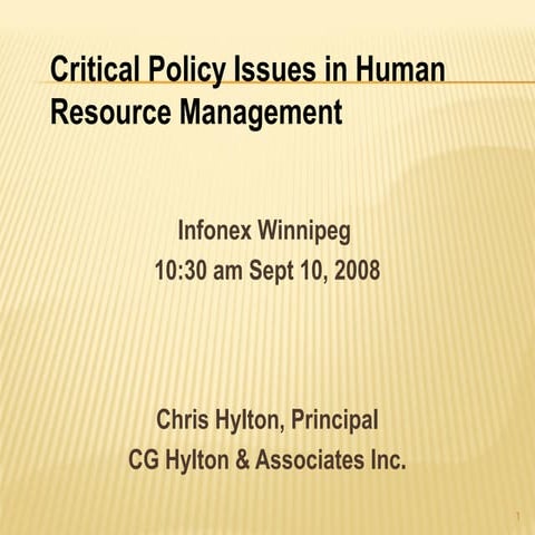 Critical policy issues in human resource management 