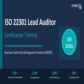 ISO 22301 Lead Auditor Certification Training – Master Business ...