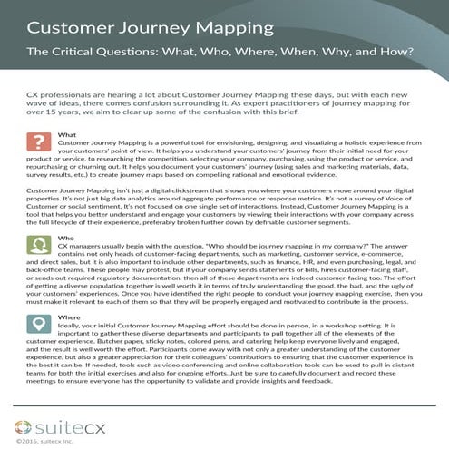 Critical Questions around Customer Journey Mapping 