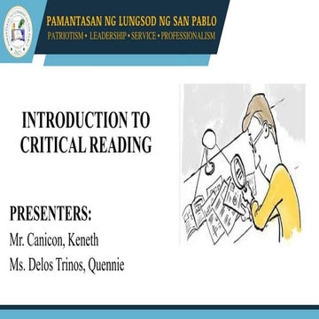 Critical Reading - Sir Ken, PLSP BSEd English | PPTX