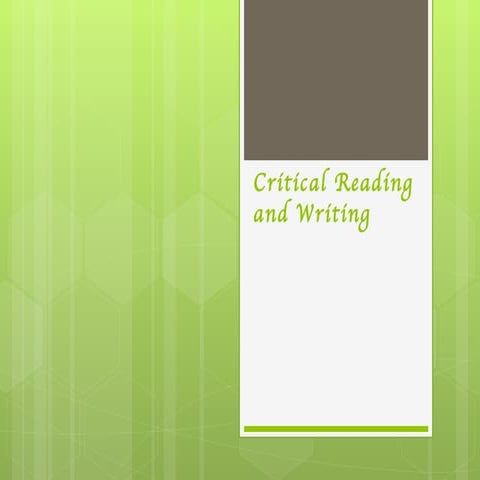 Critical reading and writing