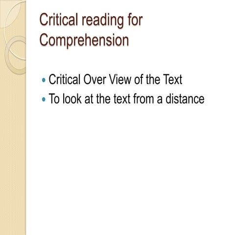 Critical reading for comprehension