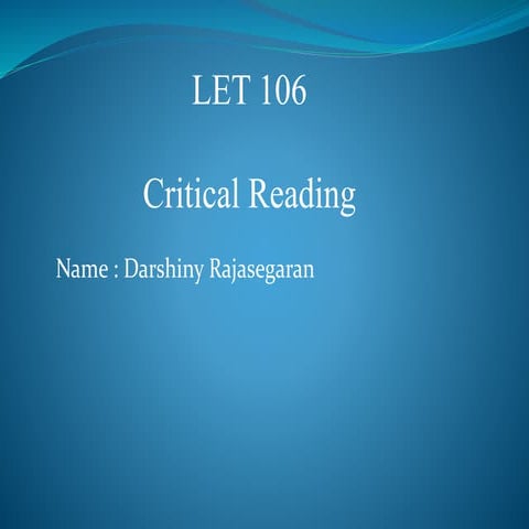 Critical reading presentation