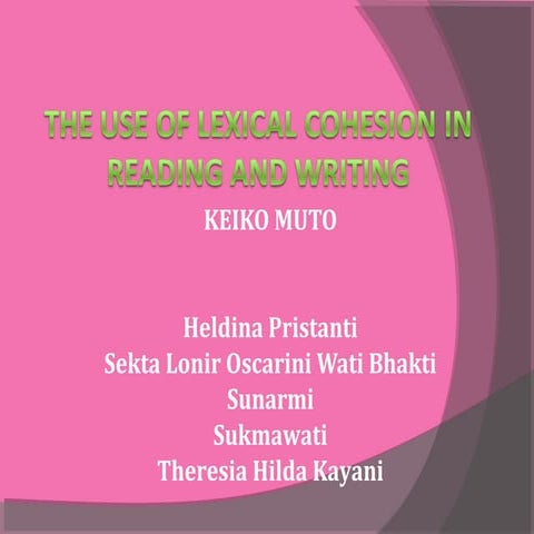 Critical review on the use of lexical cohesion in reading and writing