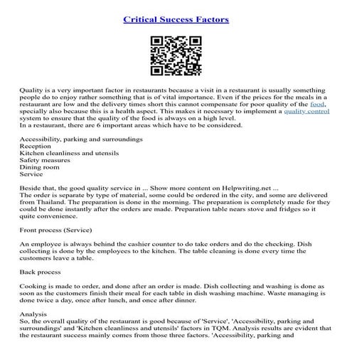 Critical Success Factors | PDF
