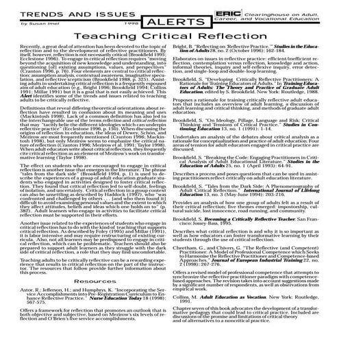 Critical teaching reflection