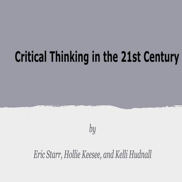 Critical Thinking Pillar Project