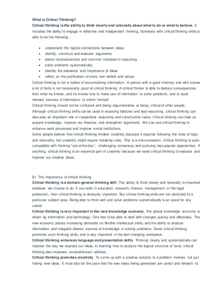 Critical thinking writing examples image
